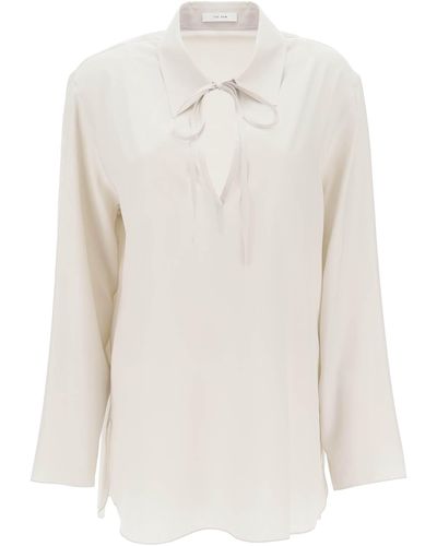 The Row Blusa Malon in seta - Bianco