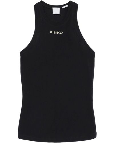 Pinko Top Smanicato Con Logo - Nero