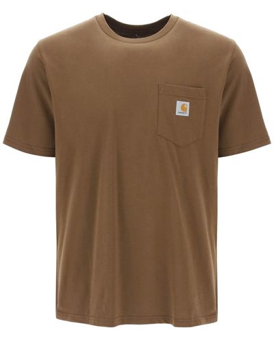 Carhartt T-Shirt With Chest Pocket - Brown