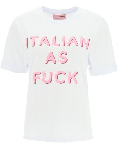 Chiara Ferragni "italian As Fuck" Print T-shirt M Cotton - White