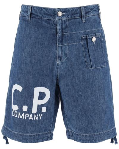C.P. Company Denim Utility Bermuda Shorts For - Blue