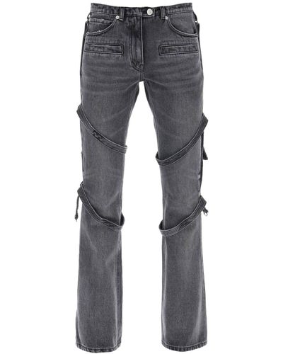 Courreges Bootcut Jeans With Straps - Blue