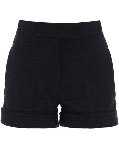 Fendi Ff Denim Shorts - Black