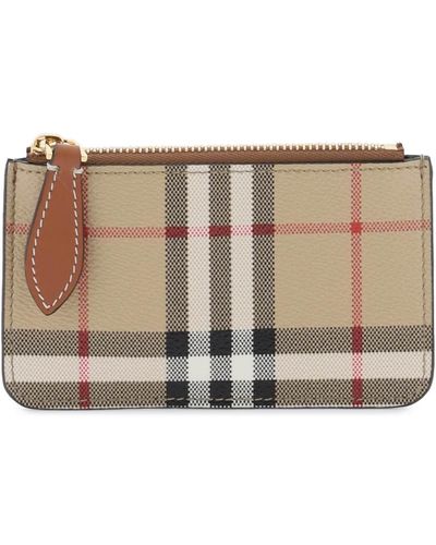 Burberry Check Coin Purse With Chain Strap - Brown