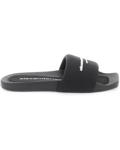 Alexander Wang Logo Strap Slipper With Branded - Black