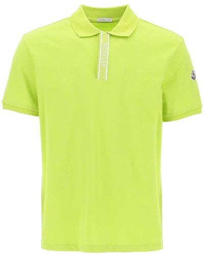 Moncler Polo Shirt With Branded Button - Yellow