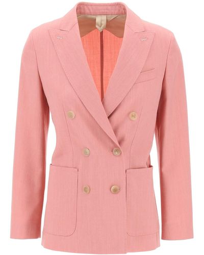 Max Mara Double-Breasted Tailored Mantide - Pink
