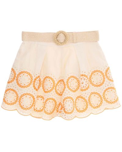 Zimmermann SHORTS RICAMATI IN LINO RAIE - Neutro