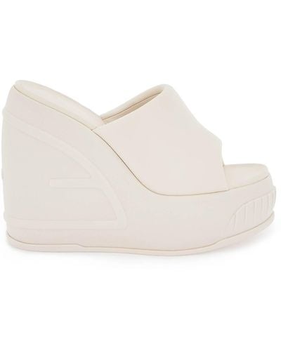 Fendi Fashion Show Leather Wedge Sandal - White