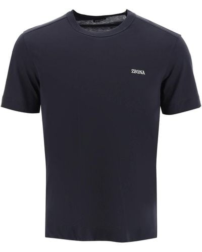 Zegna T Shirt Logo - Blu