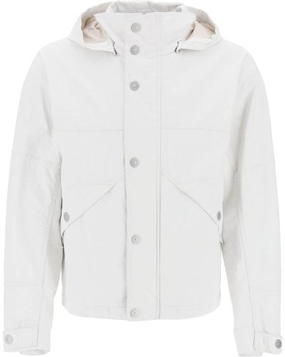 Stone Island "marina Raw Plated Linen Jacket With - White