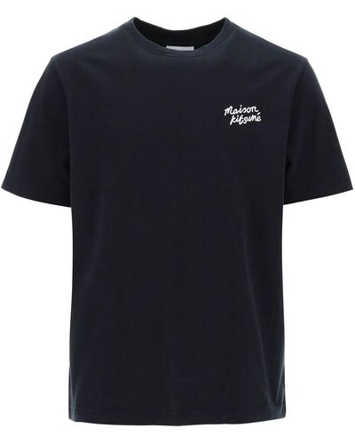 Maison Kitsuné T Shirt With Logo Lettering - Black