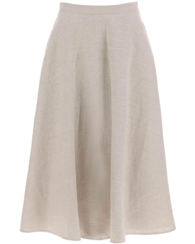 Valentino Garavani Linen Canvas Skirt For Women - Natural