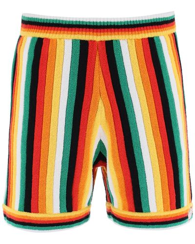 Casablancabrand Striped Knit Bermuda Shorts - Orange