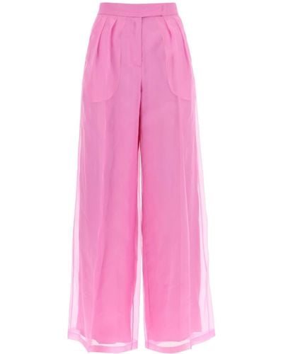 Max Mara Silk Organza Tailored Trousers - Pink
