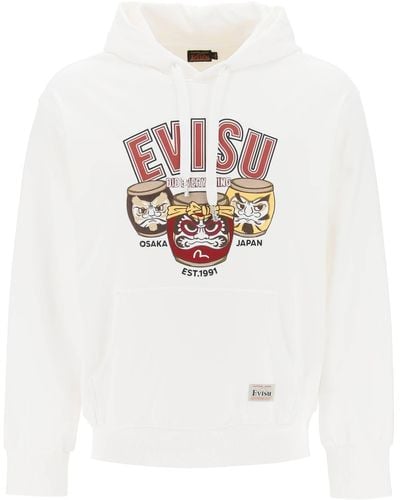 Evisu Hoodie With Embroidery And Print - White