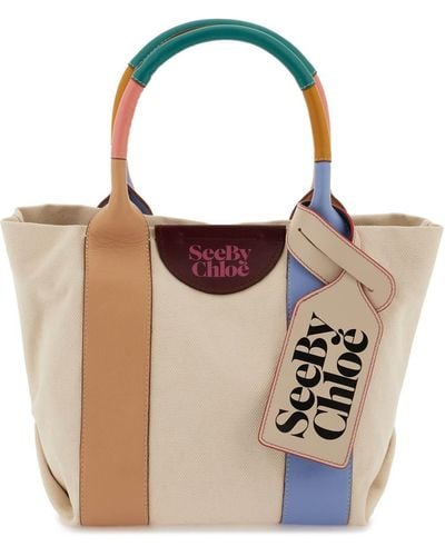 See By Chloé See By Chloe 'laetizia' Canvas And Leather Tote Bag - Multicolour