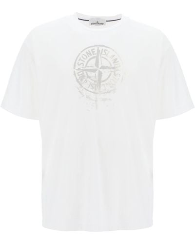 Stone Island T-Shirt With Reflective Print - White