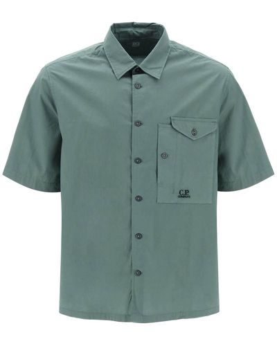 C.P. Company Camicia maniche corte in popeline - Verde