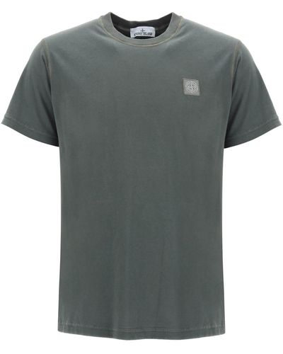 Stone Island Crew-Neck T-Shirt With Logo Patch - Grey