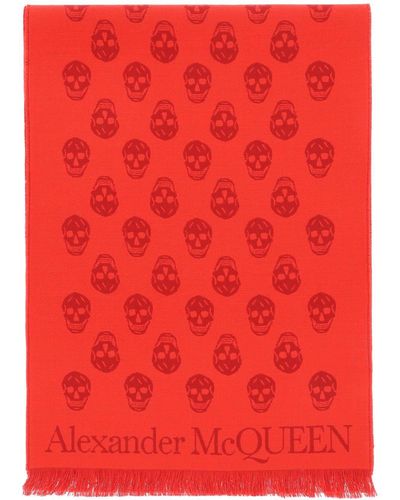 Alexander McQueen SCIARPA REVERSIBILE SKULL - Rosso