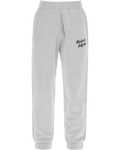 Maison Kitsuné "sporty Pants With Handwriting - Gray