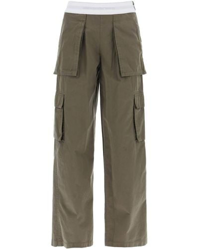 Alexander Wang Rave Cargo Trousers With Elastic Waistband - Green