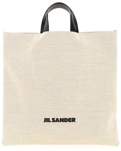 Jil Sander Canvas Squared Tote Bag - Natural
