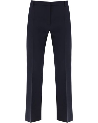 Valentino Garavani Slim Trousers In Crepe Couture - Blue