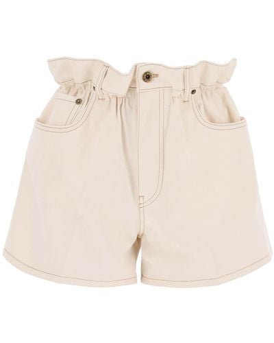 Miu Miu Paperbag Denim Shorts - Natural