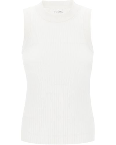Sportmax Sleeveless Ribbed Knit Top - White