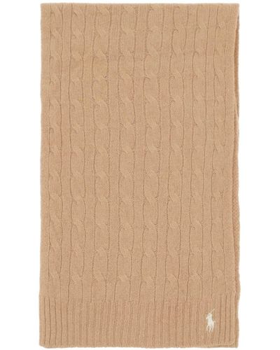 Polo Ralph Lauren Wool And Cashmere Cable Knit Scarf - Natural