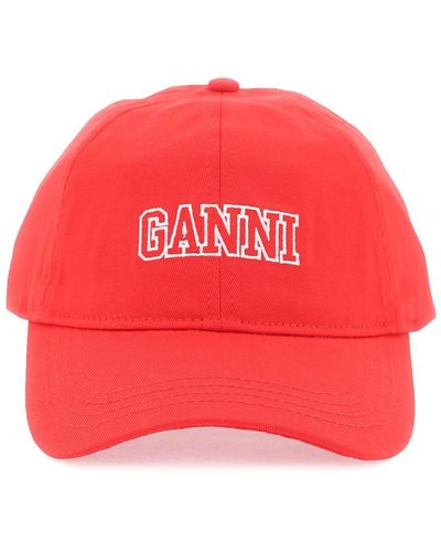 Ganni Logo Baseball Cap - Red