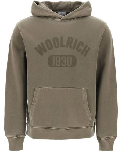 Woolrich Felpa Logata Con Cappuccio Vintage Look - Verde