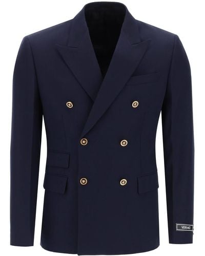 Versace Tailored Jacket With Medusa Buttons - Blue