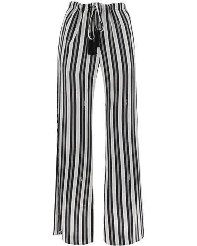 Fendi Striped Silk Satin Trousers - Black