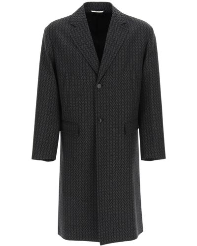Valentino Optical Wool Coat - Black