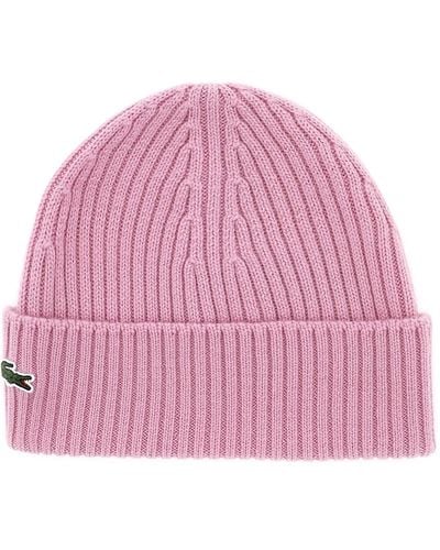 Lacoste Wool Beanie Hat - Pink