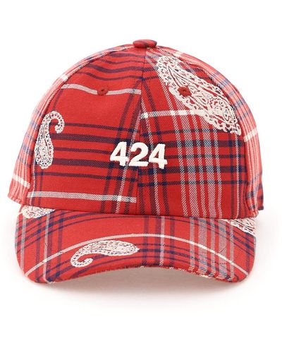 424 Logo Tartan Baseball Cap - Red