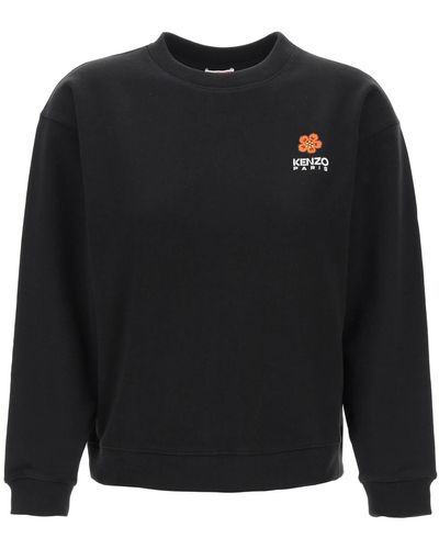 KENZO Crew Neck Sweatshirt With Embroidery - Black