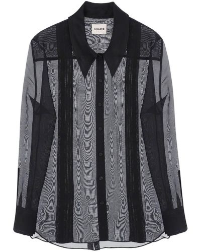 Khaite Camicia Nori In Organza Di Seta - Nero