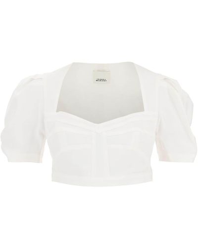 Isabel Marant CROP TOP 'FANIA' IN MISTO CANAPA - Bianco