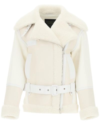 MR & MRS Cotton Jacket With Nappa And Shearling Inserts - White
