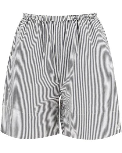 By Malene Birger "striped Siona Organic Cotton Shorts" - Grey