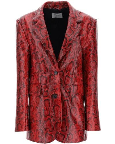 Sportmax Fiorigi Snake-effect Leather Jacket - Red