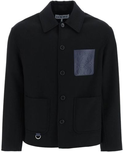 Loewe Workwear Wool And Cachemire Overshirt - Black