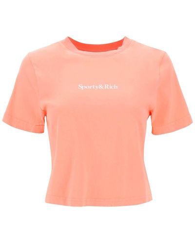 Sporty & Rich T Shirt Cropped 'Drink More Water' - Rosa