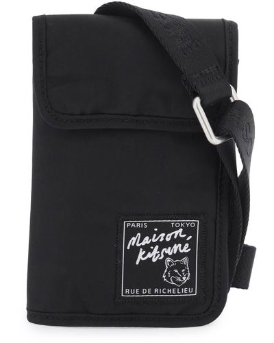 Maison Kitsuné Phone Holder Crossbody Pouch - Black