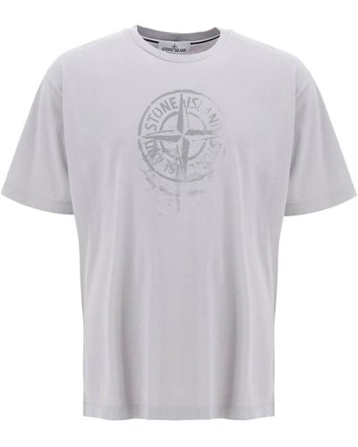 Stone Island T-Shirt With Reflective Print - Grey