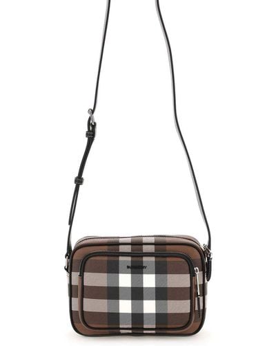 Burberry Check Motif Crossbody Bag in Black for Men Lyst UK